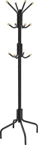 Álló fogas, fém ruhafogas 12 akasztóval, 55 x 55 x 180 cm, fekete