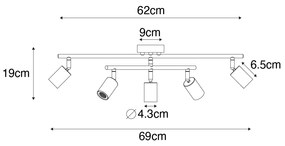 Modern fekete reflektor 5 lámpás - Facil