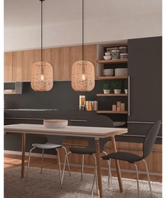 Világosbarna függőlámpa textil búrával ø 25 cm Runa – Trio