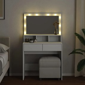 fehér fésülködőasztal LED-del 80 x 41 x 134,5 cm