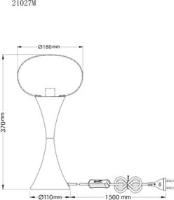 Globo 21027M Asztali lámpa, fém sárgaréz színű matt, fehér üveg, kábel PVC fekete, billenőkapcsoló a kábelen, ø: 180mm, M: 369mm, kábel hossza 1500mm, 1x E14 25W 230V izzó nélkül