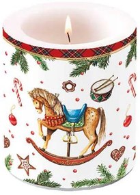 Karácsonyi hintalovas átvilágítós gyertya 10x10 cm Christmas Toys