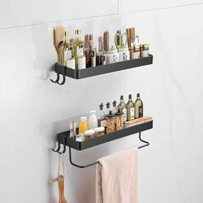Falra szerelhető Fürdőszobai Konyhai Polc 35cm Fúrás Nélkül Törölközőtartóval