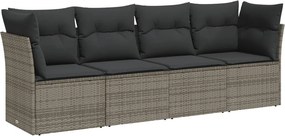vidaXL 4 részes szürke polyrattan kerti ülőgarnitúra párnákkal