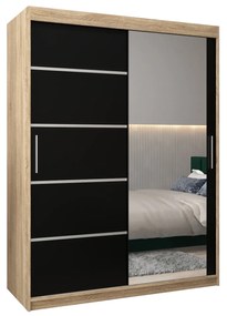 Ruhásszekrény 150 cm tükörrel Verika 2 150 (szonoma tölgy + fekete). 1064207