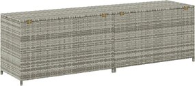 Szürke Polyrattan Kerti Tárolóláda 200 X 50 X 60 Cm