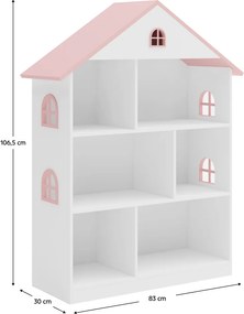 Gyerek könyvespolc, fehér/rózsaszín, MAISON TYP 1