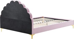 Ágy ágyráccsal, 140x200, rózsaszín Velvet szövet, ISADORA