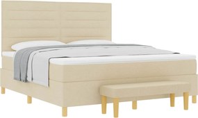 vidaXL Boxrugós ágy matracmal fejtámlával Krém 180 x 200 cm szövet