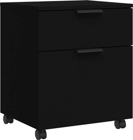 vidaXL fekete szerelt fa mobil iratszekrény kerekekkel 45 x 38 x 54 cm