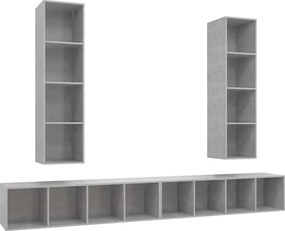 vidaXL 4 db betonszürke szerelt fa falra szerelhető TV-szekrény