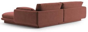 Rózsaszín bársony sarokkanapé (bal oldali-heverő résszel) Torino – Micadoni