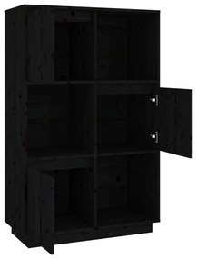 fekete tömör fenyőfa magasszekrény 74x35x117 cm