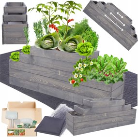 Magasított ágyás lépcsőzetes állítható virágtartó impregnáló 45x120x30