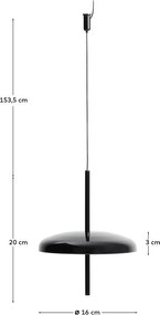 Fekete LED dimmelhető mennyezeti lámpa fém búrával ø 16 cm Porte – Kave Home