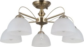 ITALUX PND-40623-5-AB MORETI Mennyezeti Csillár Antik Sárgaréz, Fehér, Opál E27 IP20