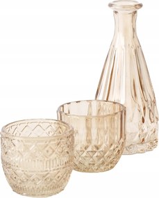 Üveg Dekoráció Szett 2 Db Gyertyatartó És Váza Narancssárga Vízálló