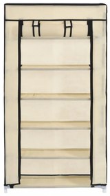 krémszínű szövet cipőszekrény borítóval 58 x 28 x 106 cm