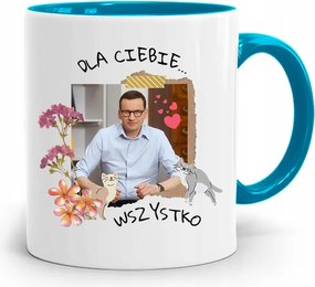 Kék Politikus Bögre Mateusz Morawiecki Miniszterelnök fényképes nyomtatással