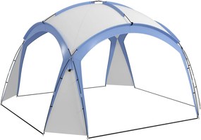 Outsunny 3,5 x 3,5 m-es Rendezvény Pavilon Ajtóval, Esővédő Erős Acéloszlopokkal, UV Védelemmel Ellátott Kerti Takaró, Napernyő Piknikekhez, Kerti Fes