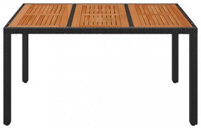 fekete polyrattan falapos kerti asztal 150 x 90 x 75 cm