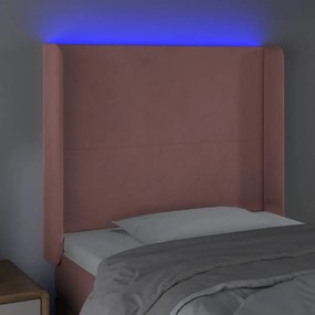 rózsaszín bársony LED-es fejtámla 93x16x118/128 cm