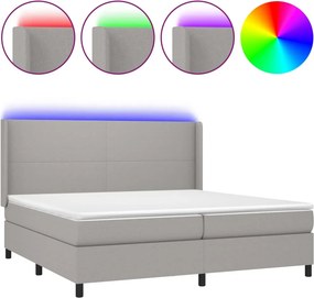 vidaXL világosszürke szövet rugós és LED-es ágy matraccal 200x200 cm