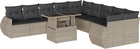 vidaXL 11 részes világosszürke polyrattan kerti ülőgarnitúra párnákkal