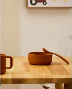 Világoskék-narancssárga műanyag-szilikon gyerek kanál szett 2 db-os Lili – Kave Home