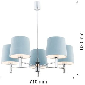 Argon 2076 - BOLZANO függeszték 5xE27/15W/230V kék