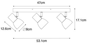 Fából készült mennyezeti reflektor fehér állítható 3-as lámpával - Thorin