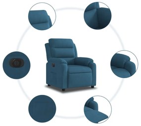 kék bársony elektromos dönthető fotel