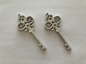Kreatív hobbi lézervágott fa dekorációs fehér kulcs 8x3cm