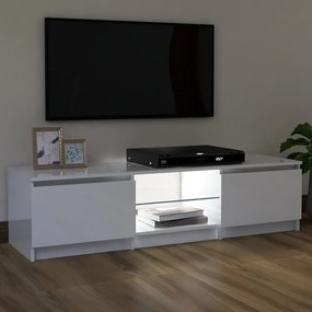magasfényű fehér TV-szekrény LED lámpákkal 120 x 30 x 35,5 cm
