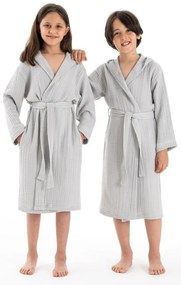 Szürke muszlin gyerek fürdőköpeny 5-6 év Muslin – Foutastic