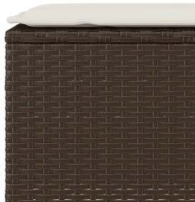 barna polyrattan kerti pad párnával 110x30x40,5 cm