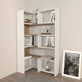 könyvespolc Poyraz - White, Walnut
