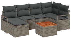 vidaXL Kerti Kanapé Szett párnával 7 pcs Szürke polirattan