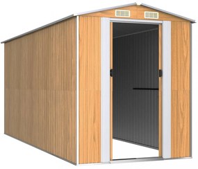 világosbarna horganyzott acél kerti fészer 192 x 440 x 223 cm
