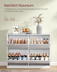 Cipőszekrény 4 billenő ajtóval 24x105x82,7 cm, hófehér