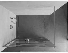 Mexen Kioto +, zuhany paraván polccal és törölközőtartóval 90 x 200 cm, 8mm átlátszó üvegmintás fehér, króm profil, 800-090-121-01-97