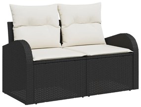 8 darabos kerti étkező szett párnákkal fekete poli rattan akác