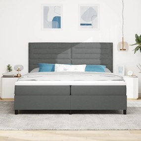 Boxspring ágy matraccal, sötét szürke 200x200 cm szövet