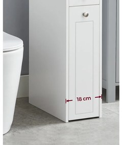 Keskeny fürdőszoba szekrény, fehér, 18x40x70cm