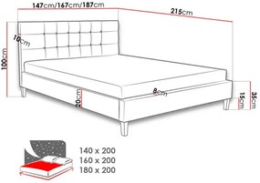 Franciaágy 140 cm Marona (szürke) (ágyráccsal). 1104173