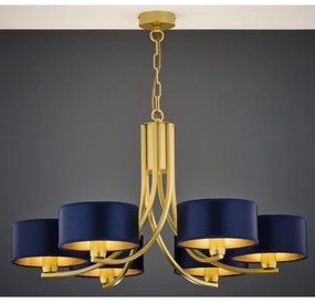 Jupiter 2095 - Láncos csillár ARTHUR 6xE27/15W/230V kék/arany