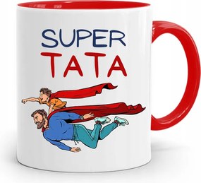 Piros Bögre Apának Szuper Apa Ajándék fényképes nyomtatással