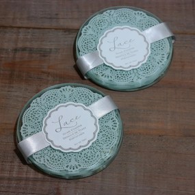 Csipkés mintás kör üveg poháralátét 5db-os szett, 9x9cm