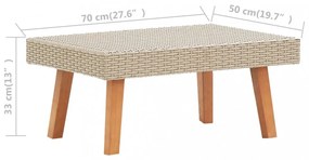 bézs polyrattan kerti dohányzóasztal
