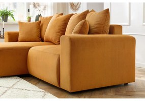 Okkersárga bársony sarokkanapé Enjoy – Bobochic Paris